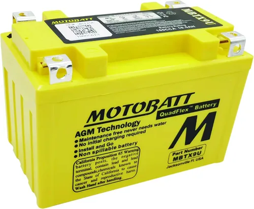 Vista 3 de MotoBatt 12 Volt 10.5 Ah MBTX9U Batería AGM sellada sin mantenimiento