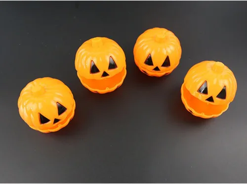 Vista 2 de TINKSKY Estuche recipiente de plástico en forma de calabaza, mini portarregalos de Halloween, 12 unidades (amarillo)