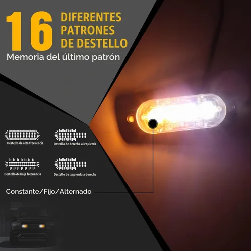 Vista 2 de DIBMS 4x Barras de Luces Estroboscópicas LED de Emergencia, 4 LED Ámbar Blanco Advertencia Intermitente Precaución Construcción Barra de Luz