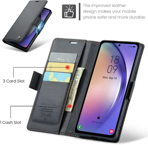 Vista 3 de Compatible con Samsung Galaxy A54 - Funda tipo cartera con bloqueo RFID, funda de piel con función atril para Samsung Galaxy A54 5G de 6.4 pulgadas