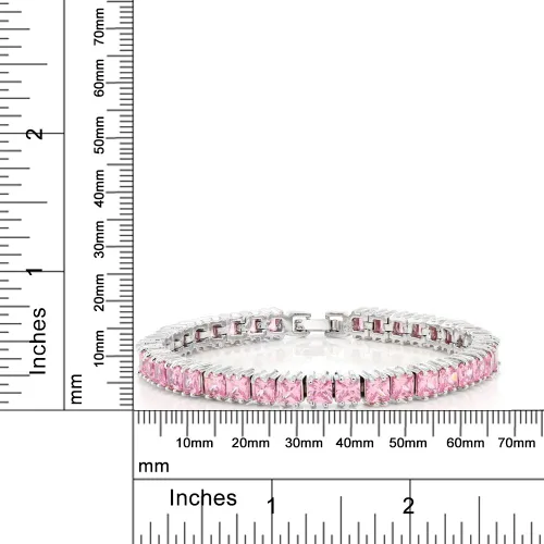 Vista 21 de Gem Stone King Pulsera de tenis clásica de circonita cúbica de corte princesa para mujer
