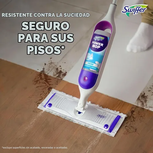 Vista 8 de Swiffer PowerMop - Recambios de almohadilla de trapeador multisuperficie para limpieza de pisos, 11 unidades, color blanco/morado