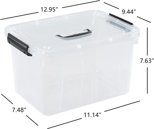 Vista 3 de Esdiplot - Paquete de 4 cajas de almacenamiento transparentes con tapa, 10,5 L con cierre de plástico con asas