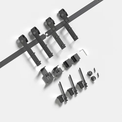 Vista 7 de EaseLife - Kit de accesorios de riel para puerta de granero deslizante doble de 2.5 pies, fácil de instalar, se desliza suave y silenciosamente, se
