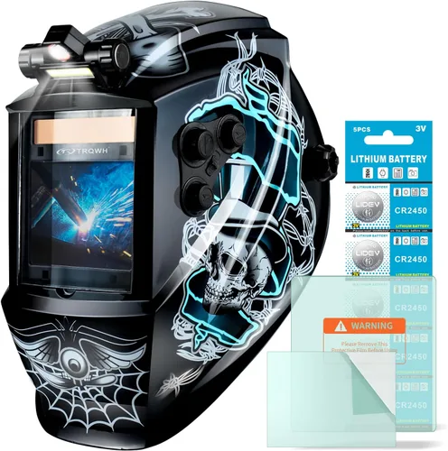 Vista 11 de TRQWH Welding Helmet Auto Darkening Large Viewing True Color Solar Powered Welding Mask with 4 Arc Sensor Adjustable Wide Shade Range 4~5-8/9-13