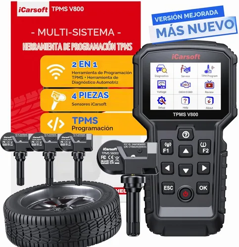 Vista 9 de iCarsoft TPMS V800 Herramienta de programación y reaprendizaje TPMS con 4 sensores - Escáner de diagnóstico OBD2