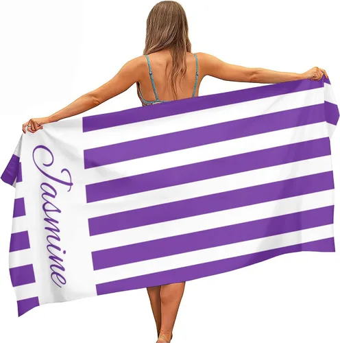 Vista 28 de Toallas de playa personalizadas para niños y adultos, toallas de playa a rayas personalizadas con nombre, toallas de microfibra sin arena