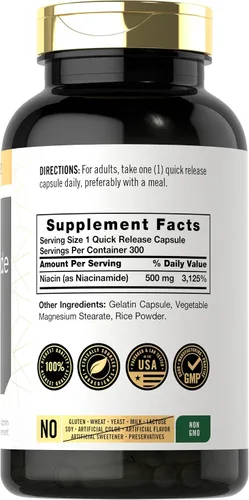 Vista 2 de Carlyle - Cápsulas de niacinamida de 500 mg 300 unidades Vitamina B3