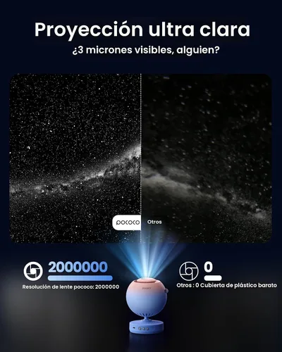 Vista 3 de POCOCO Proyector de Estrellas de Galaxia para Dormitorio con Discos de Película Óptica Reemplazables, Proyector Nocturno de Planetario Doméstico
