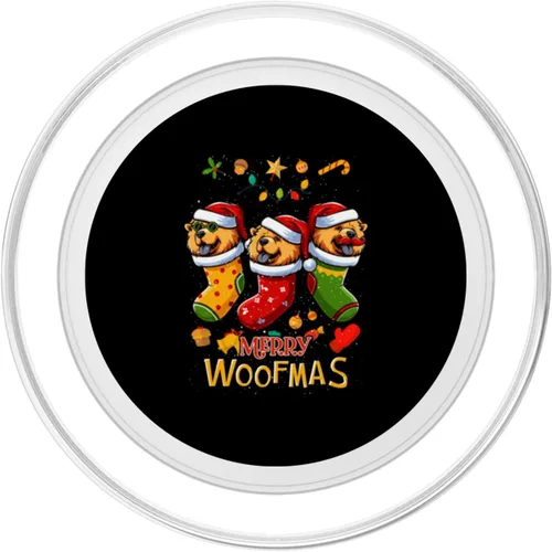 Vista 2 de Chow Chow Santa Claus Christmas Stocking Dog X-Mas Dogs PopSockets MagSafe PopGrip for iPhone