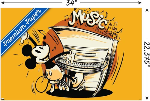 Vista 3 de Trends International Disney Mickey Mouse - Póster musical de pared, 34 pulgadas de largo x 22.4 W, versión premium sin marco