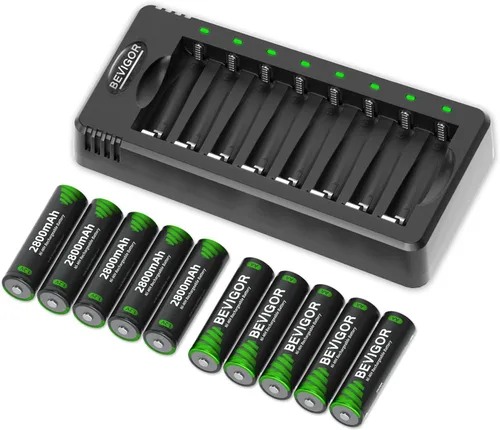 Vista 9 de BEVIGOR - Batería recargable NiMH AA AAA con cargador 8AA y 8AAA