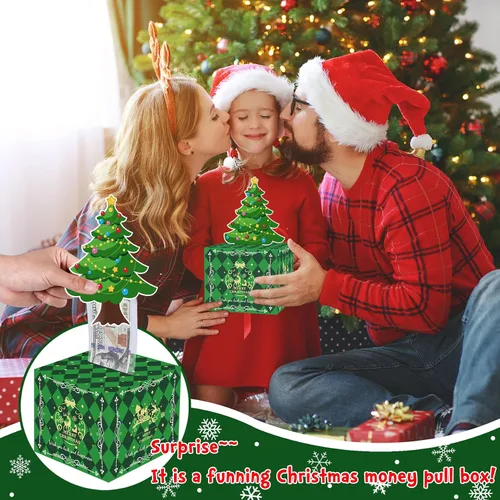 Vista 2 de Caja de Dinero de Navidad para Tirar Regalo en Efectivo, Soporte Sorpresa de Dinero en Efectivo para Niños y Adultos, Caja de Dinero Navideña