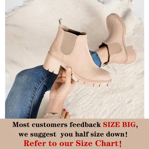 Vista 5 de Botas Chelsea para mujer, cómodas botas con suela de lengüeta, botines al tobillo