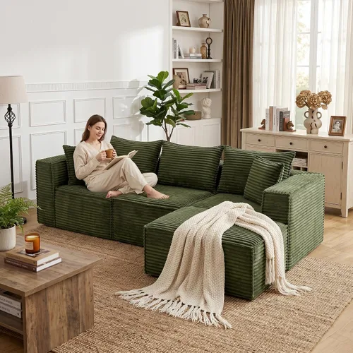 Vista 18 de Sofá modular modular de 107 pulgadas, moderno sofá seccional Cloud con asiento profundo, sofá deshuesado en forma de L con diván para sala de estar