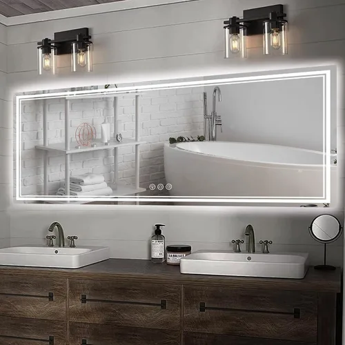 Vista 12 de Ratsamee Espejo de baño LED de 30x30 pulgadas con iluminación frontal y trasera (control independiente), espejo iluminado para pared de baño con 3