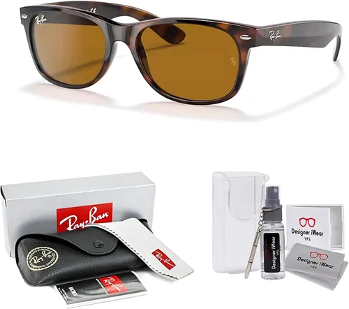 Vista 5 de Ray-Ban RB2132 - Lentes de sol cuadrados WAYFARER para hombre y mujer + paquete con kit de cuidado de gafas iWear de diseñador