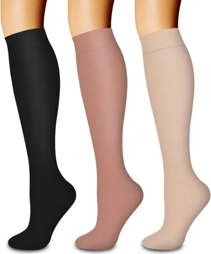 Vista 124 de Paquete de 3 pares de calcetines de compresión médica para mejorar la circulación de mujeres y hombres, para correr, hacer deporte y amamantar