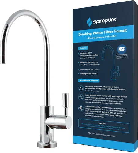 Vista 10 de SpiroPure Grifo RO de aire sin plomo certificado NSF, oro cepillado/bronce/latón, grifo de filtro de agua de reemplazo de ósmosis inversa, grifo