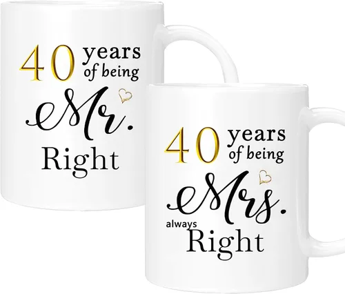 Vista 36 de Juego de 2 tazas de café para el 10º aniversario, regalos de boda para parejas, padres, hombres, mujeres, marido, esposa, él, ella, caja de regalo