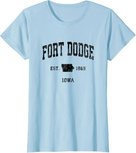 Vista 16 de Fort Dodge Iowa IA - Camiseta deportiva clásica negra con diseño deportivo, Gris