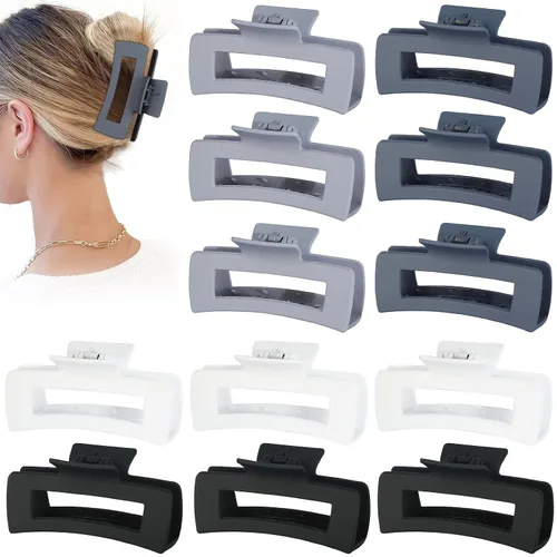 Vista 17 de Sisiaipu Accesorios para el cabello grandes de 4.1 pulgadas, 12 pinzas cuadradas grandes para cabello grueso, clips a granel jumbo para mujeres
