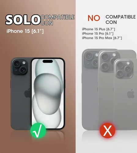 Vista 2 de SUPCASE Funda para iPhone 15 con soporte y clip para cinturón (Unicorn Beetle Pro), [protector de pantalla integrado]
