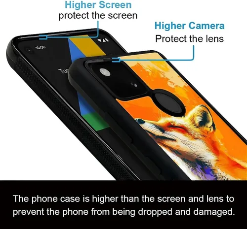 Vista 548 de Compatible con Google Pixel 4A 5G Mobile Case Creative Acrylic Panel trasero Silicona Protección Grip especialmente diseñado para Google Pixel 4A 5G