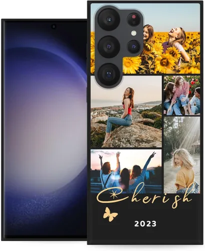 Vista 11 de Funda personalizada para Samsung Galaxy S23 Ultra con nombre de foto y texto - Funda suave y fina para teléfono móvil S 23 Ultra (negra) de 6.8
