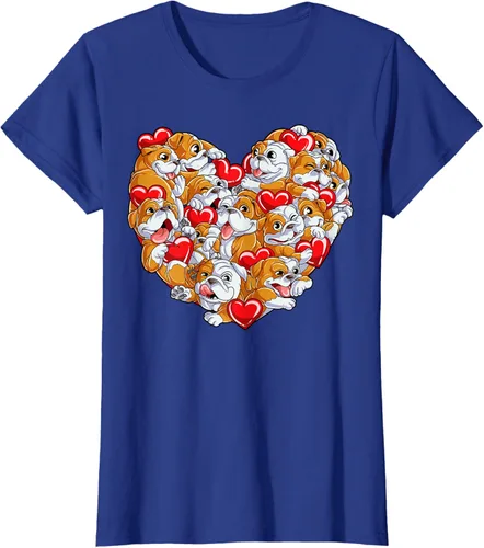 Vista 39 de Camiseta inglesa para el día de San Valentín con diseño de corazón y perro amante de los niños Negro
