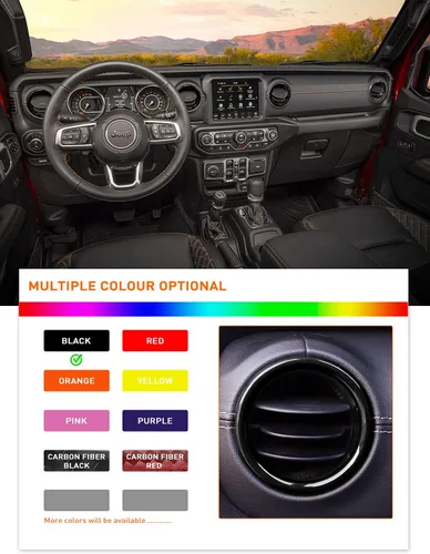 Vista 5 de Savadicar - Accesorios de interior negros - Cubierta de anillo de rejilla de ventilación de aire acondicionado para Jeep Wrangler JL JLU 4XE