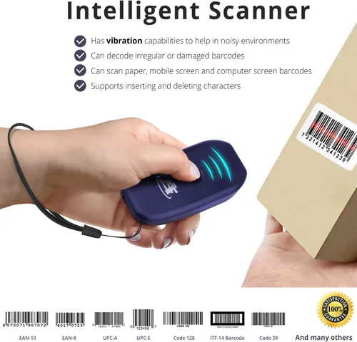 Vista 3 de ScanAvenger Escáner de código de barras Bluetooth portátil mini inalámbrico: escáneres manuales - Pistola de escaneo 1D inalámbrica y recargable