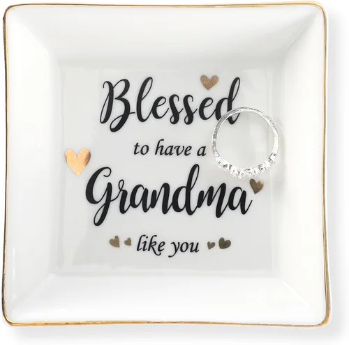 Vista 10 de HOME SMILE Regalos para el Día de la Madre de sobrina, tía y sobrina, bandeja de cerámica para joyas de tías, cumpleaños, San Valentín, Acción