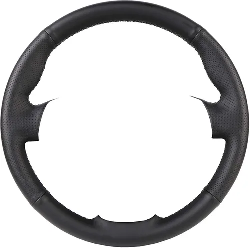 Vista 2 de Funda de cuero negro para volante de automóvil para Toyota Land Cruiser Prado Tundra Tacoma 4Runner DIY cosido a mano fundas para volante