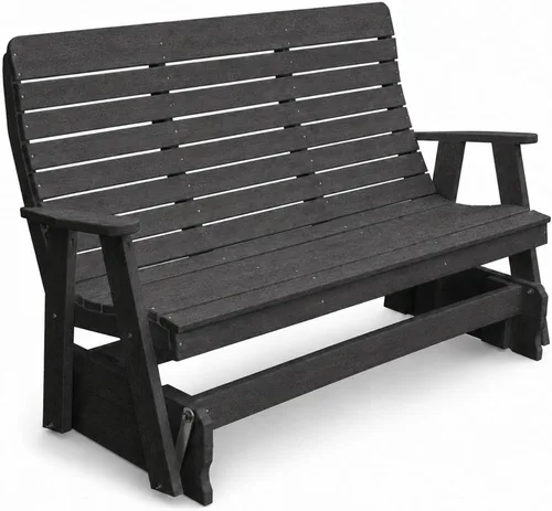Vista 49 de Amish Made Antique Mahogany 4 ft Outdoor Glider Bench, HDPE Made in USA Fairfax Collection HDPE Poly Lumber Outdoor Glider Bench, All-Weather