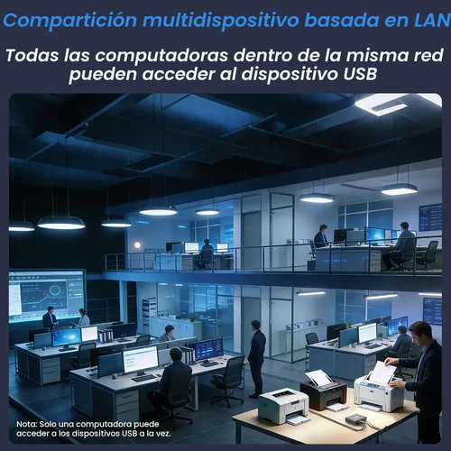 Vista 6 de LK301E Servidor de dispositivos USB Gigabit - Hub de 3 puertos USB sobre IP para LAN, servidor USB Gigabit Ethernet compatible con impresoras