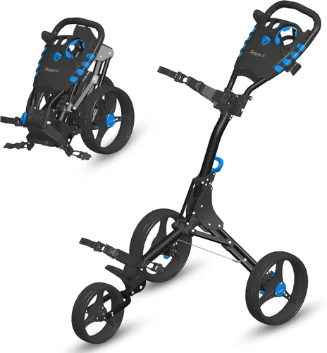 Vista 8 de SereneLife Golf Push Pull Cart – Lightweight, Foldable, Bag Holder with Adjustable Handle, Caddy Accessories, Compact Folding Golf Trolley for Travel