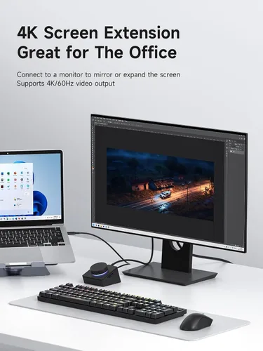 Vista 6 de Concentrador USB C de Hagibi con botones de acceso directo, estación de acoplamiento RGB tipo C con HDMI 4K@60Hz, PD de 100W, USB-C de 5Gbps, 2