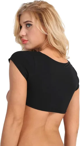 Vista 2 de FEESHOW Camisetas de algodón de manga corta con cuello redondo para mujer