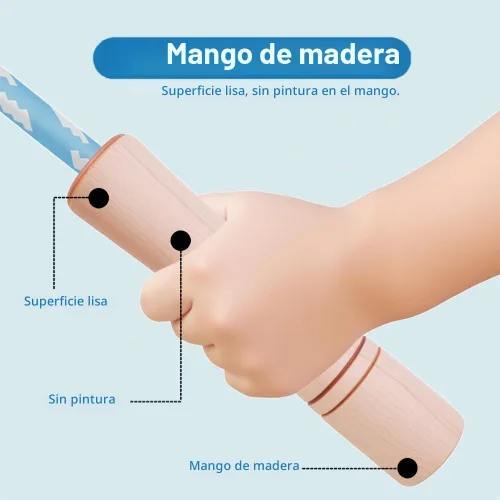 Vista 3 de Cuerda de saltar para niños – Mango de madera – Cuerda de saltar ajustable de algodón trenzado para niños pequeños fitness entrenamiento ejercicio