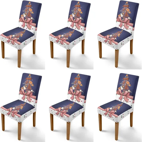 Vista 134 de Rnyleeg Fundas navideñas para sillas de comedor, fundas de asiento de comedor con estampado de campanas brillantes, juego de 1 funda suave y lavable
