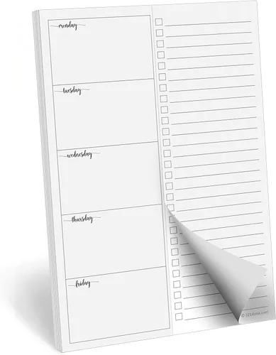 Vista 9 de 321Done Plan semanal con bloc de notas de lista de verificación – 50 hojas (5.5 x 8.5) pequeño – Hecho en Estados Unidos – Dos columnas, bloc de Sin