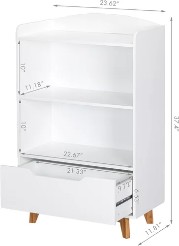 Vista 2 de UTEX Estantería para niños, libreros para niños con almacenamiento y cajón, organizador de almacenamiento de juguetes para niños de madera para sala