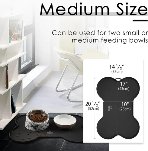 Vista 6 de Super Design Dog Food Mat Bowl Mat for Floors Waterproof Silicone Cat Dog Feeding Mat for Food and Water Pet Placemat Non Spill Puppy Dish Tray Non
