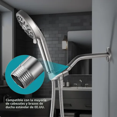 Vista 3 de Cobbe Brazo de ducha con brida y cinta de teflón, brazo de ducha de 6 pulgadas montado en la pared, extensión de acero inoxidable 304 para cabezal