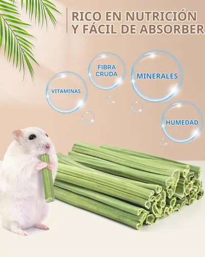Vista 2 de Bissap 35 palitos masticables de conejo, tallos naturales de papaya, golosinas masticables para conejo, hámster, chinchilla, conejillo de indias