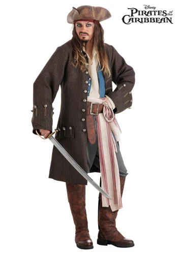 Vista 3 de Disfraz de Pirata Jack Sparrow para Hombre de Piratas del Caribe de Disney Multicolor