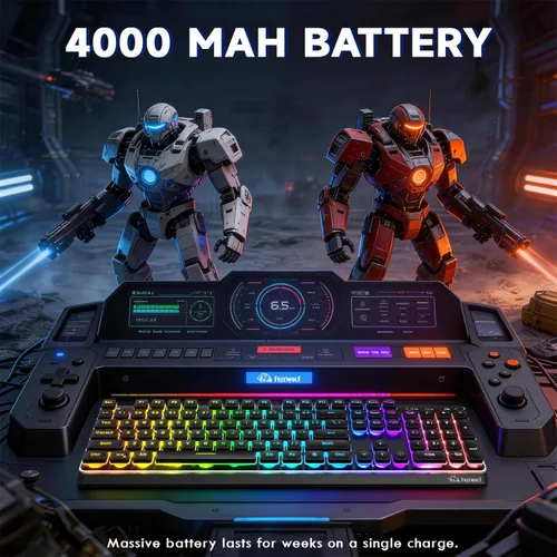 Vista 8 de M104 Teclado inalámbrico para juegos con cable/Bluetooth mecánico tacto iluminado teclado de computadora con teclado numérico RGB tamaño completo