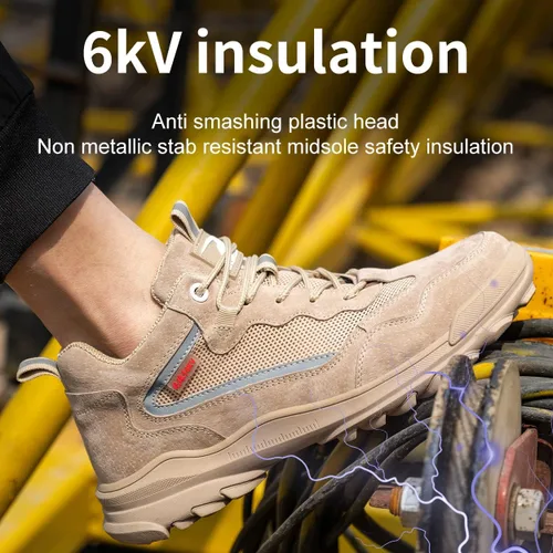 Vista 5 de ND - Zapatos de acero con aislamiento para hombre, ligeros, indestructibles, para trabajo, a prueba de pinchazos, cómodos, sin cordones, para uso