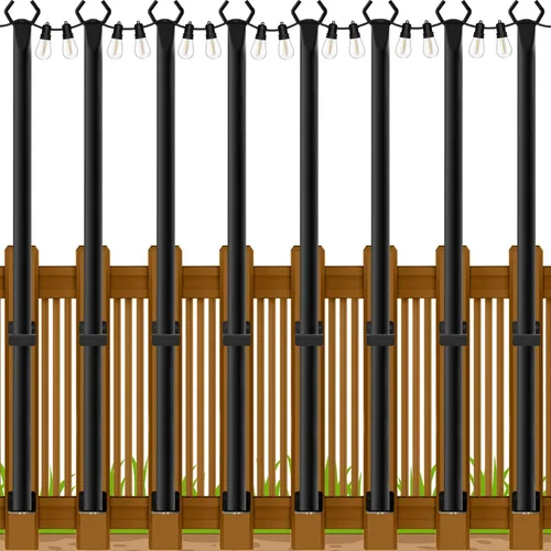 Vista 11 de Beizelte 4 Pack 5Ft String Light Poles,Outside String Lights,Outdoor Light Poles,Metal Poles Stand for Patio,Backyard,Deck